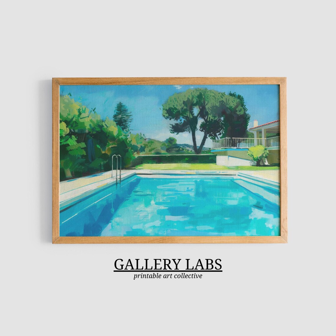Retro Swimming Pool Teal Water Summer Vintage Pool Art Print - Image 3