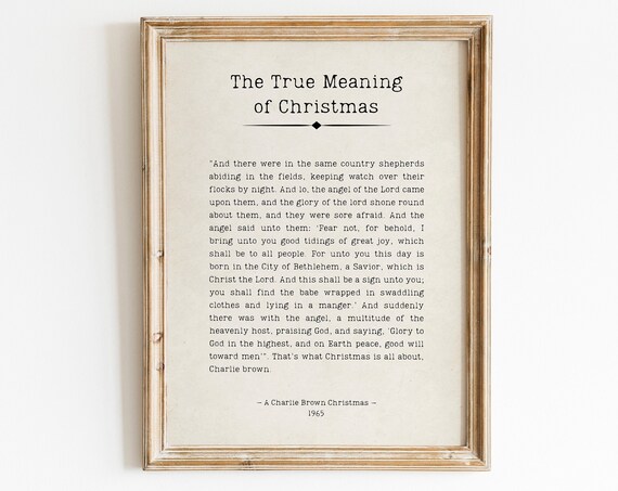 The True Meaning of Christmas Book Page Quote Vintage Poster
