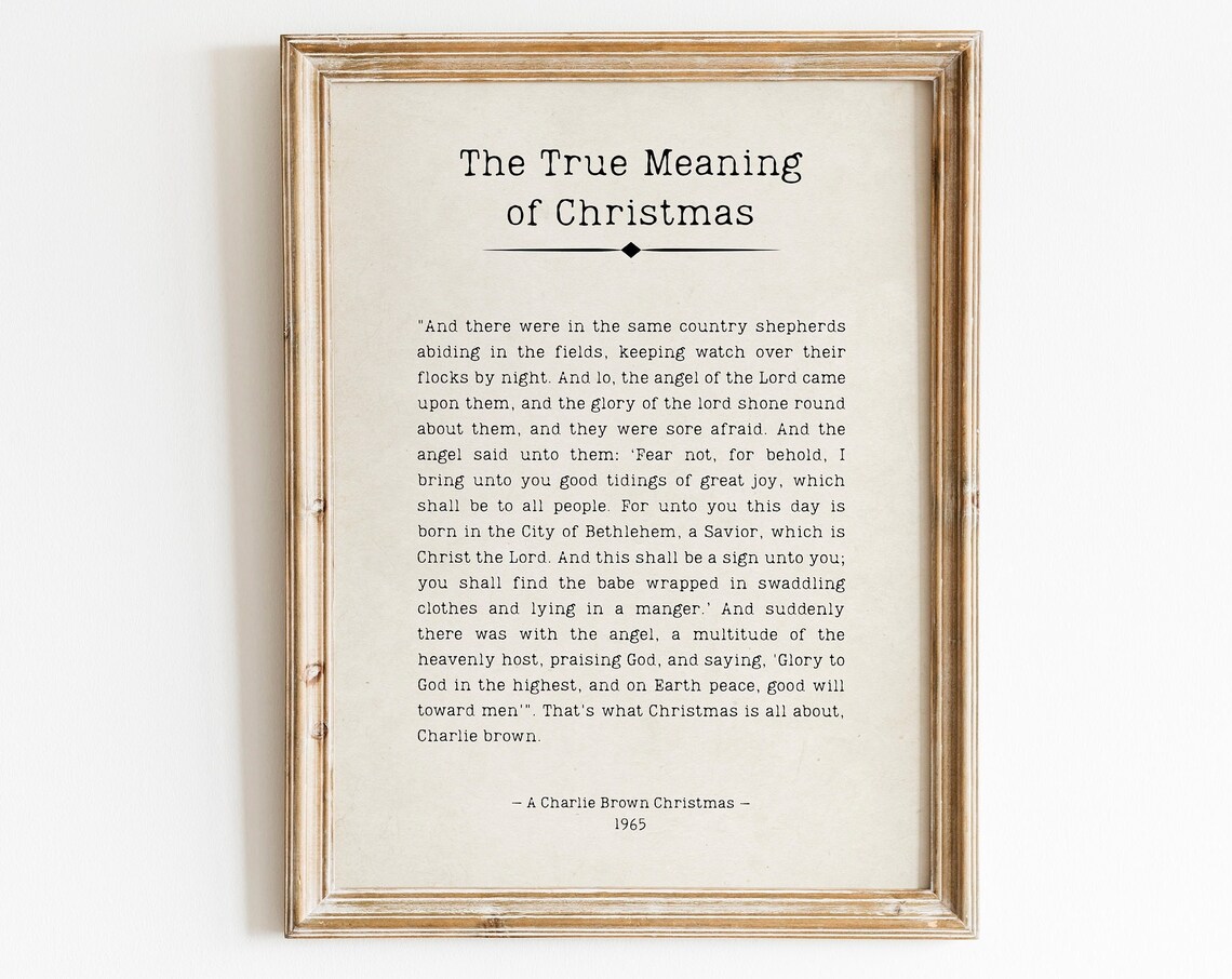 The True Meaning of Christmas Book Page Quote Vintage Poster