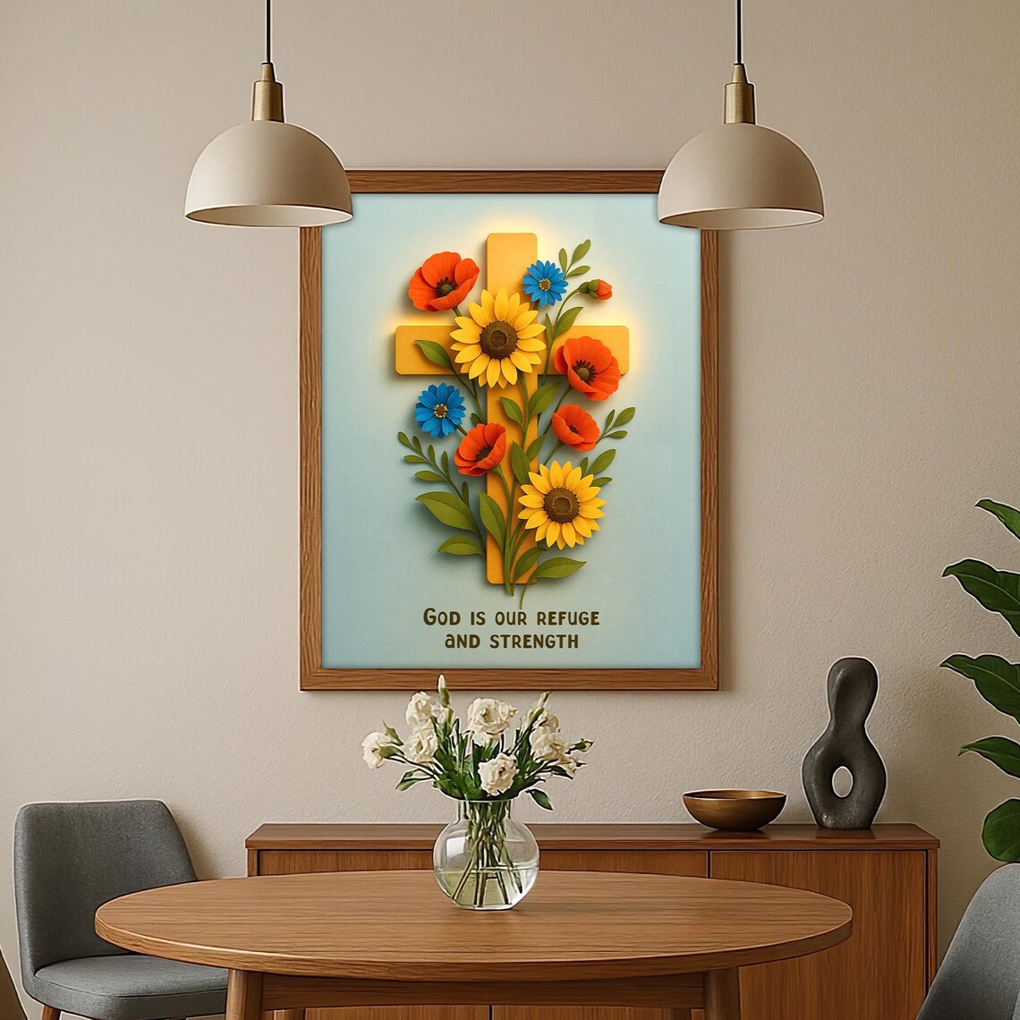 God Is Our Refuge And Strength Bible Verse Art Print