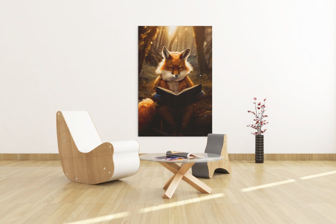 Fox Reading Book Art Print, Animal Decor - Image 2
