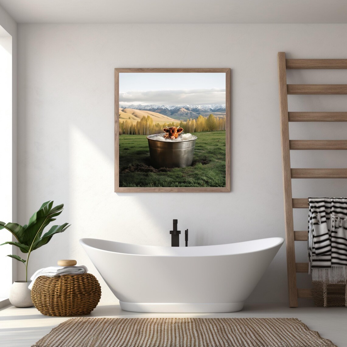 Highland Cow Print, Cute Bathroom Animal Poster - Image 2