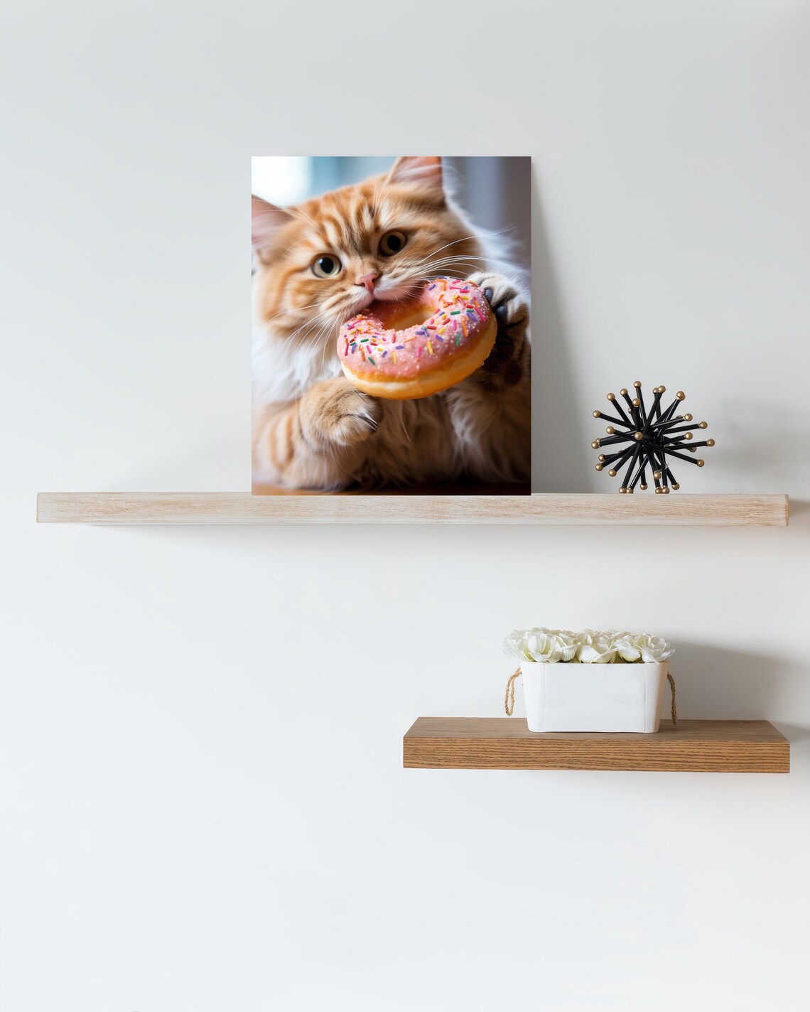 Funny Cat Eating Donut, Nursery Decor Poster - Image 2
