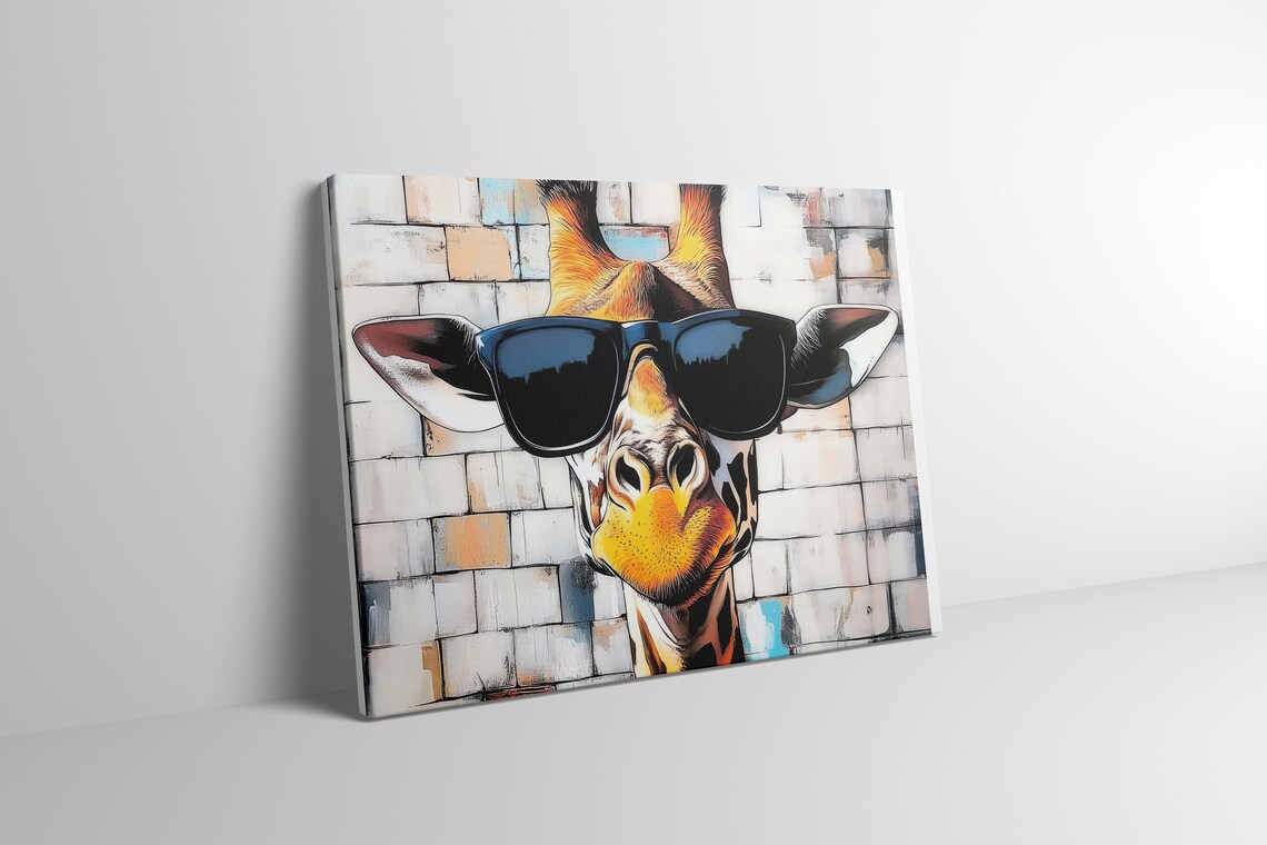 Giraffe with Sunglasses, Abstract Modern Poster - Image 3
