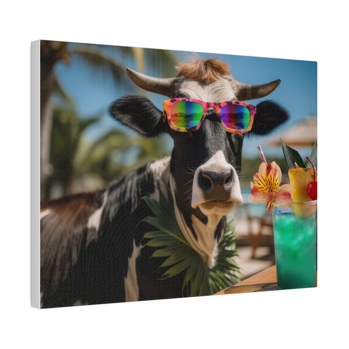 Funny Cow Holiday Vacation Hawaii Beach Art Print - Image 3
