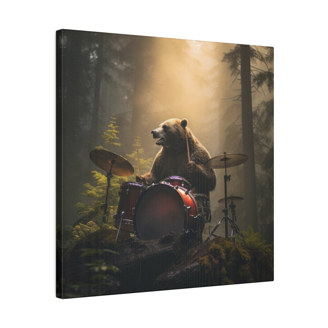 Bear Playing Drums - Abstract Music Art - Image 2