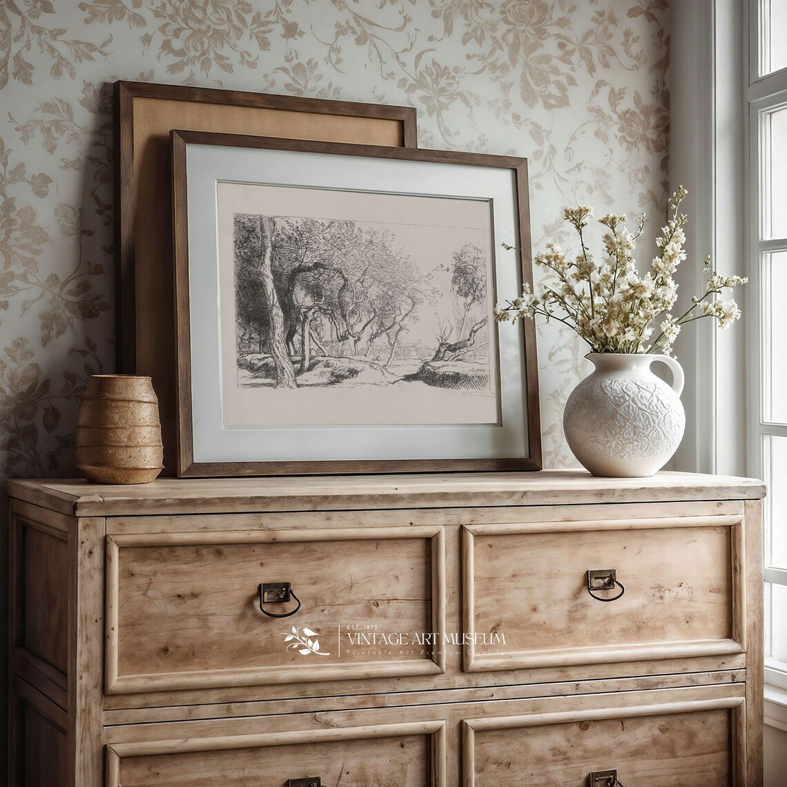 Twisted Tree Vintage Sketch Art Print, Farmhouse Decor - Image 3
