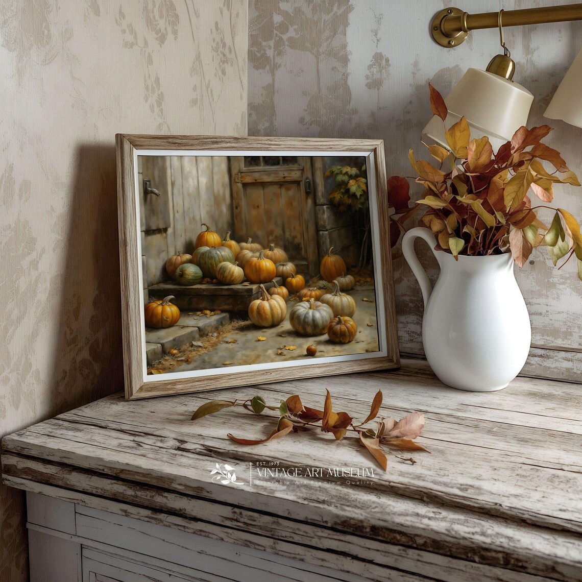 Rustic Pumpkins Art Print, Vintage Fall Harvest - Image 2