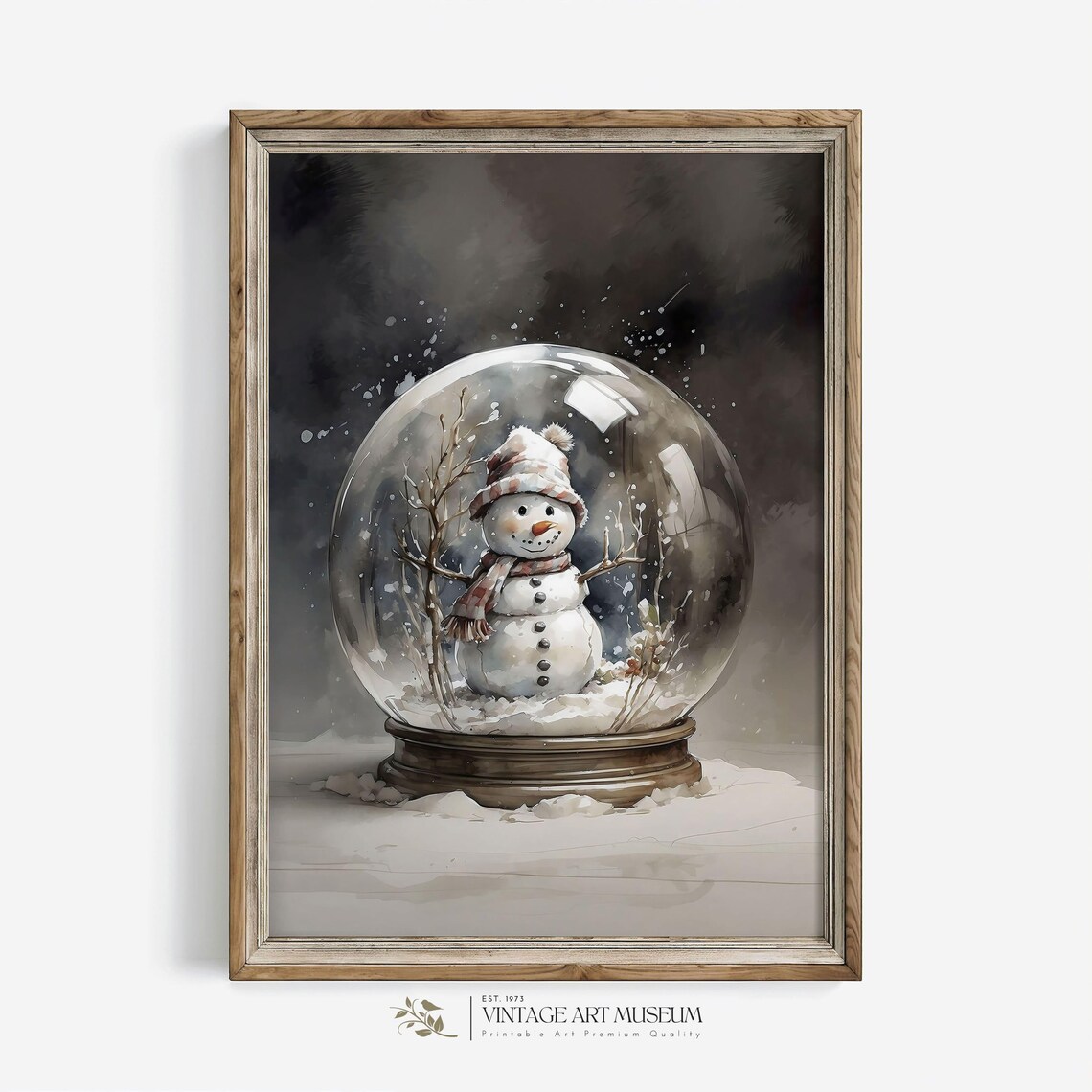 Cute Snowman Snow Globe Christmas Holiday Rustic Farmhouse Wall Art - Image 3