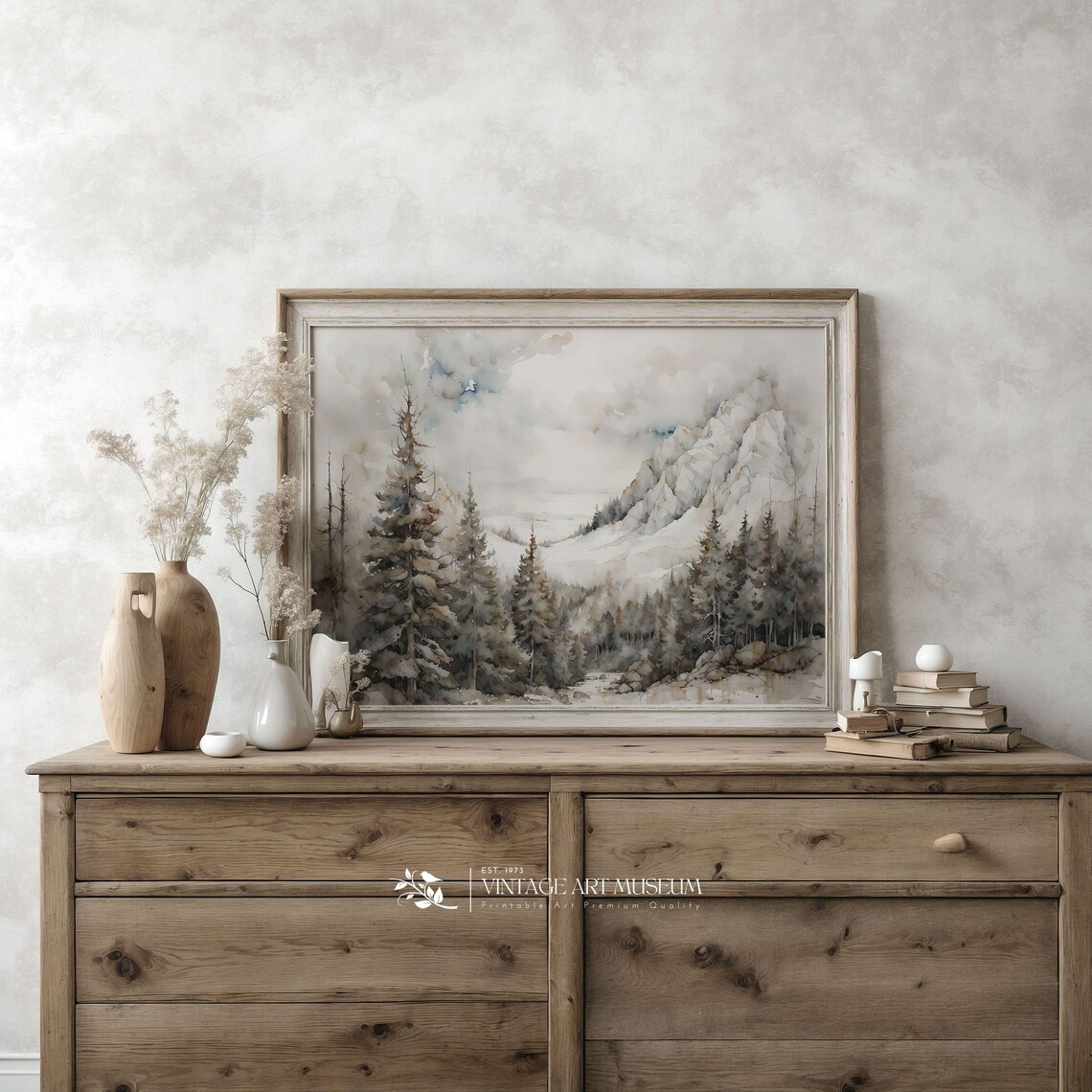 Winter Pine Forest Landscape Vintage Travel Poster - Image 3