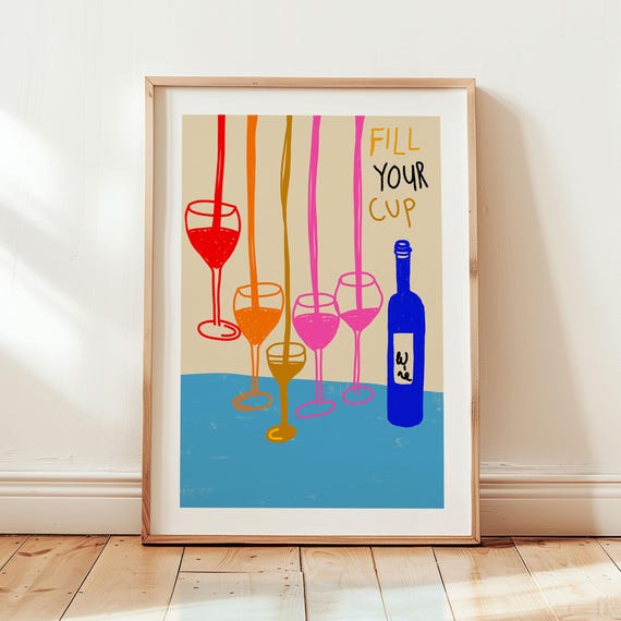 Fill Your Cup Colorful Hand Drawn Poster