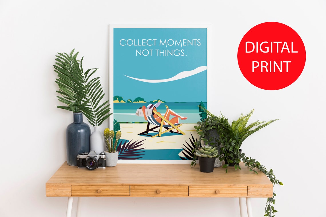 Collect Moments Not Things Tropical Beach Quote Travel Poster - Image 2