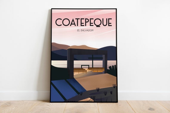 Coatepeque Lake El Salvador Poster Travel Poster Wall Art Sizes Inches 8x10 12x16 18x24 24x36