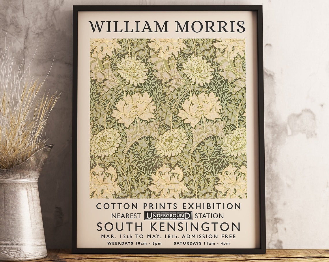 William Morris Cotton Prints Exhibition Vintage London Poster Art - Image 3