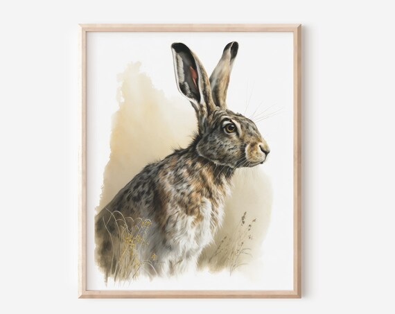 White Tailed Jackrabbit Print Rabbit Hunting Gift For Men Outdoorsman Cabin Decor Farmhouse Art Easter Wall Log