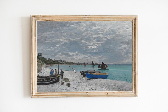 Claude Monet The Beach at Sainte Adresse Impressionist Art Poster