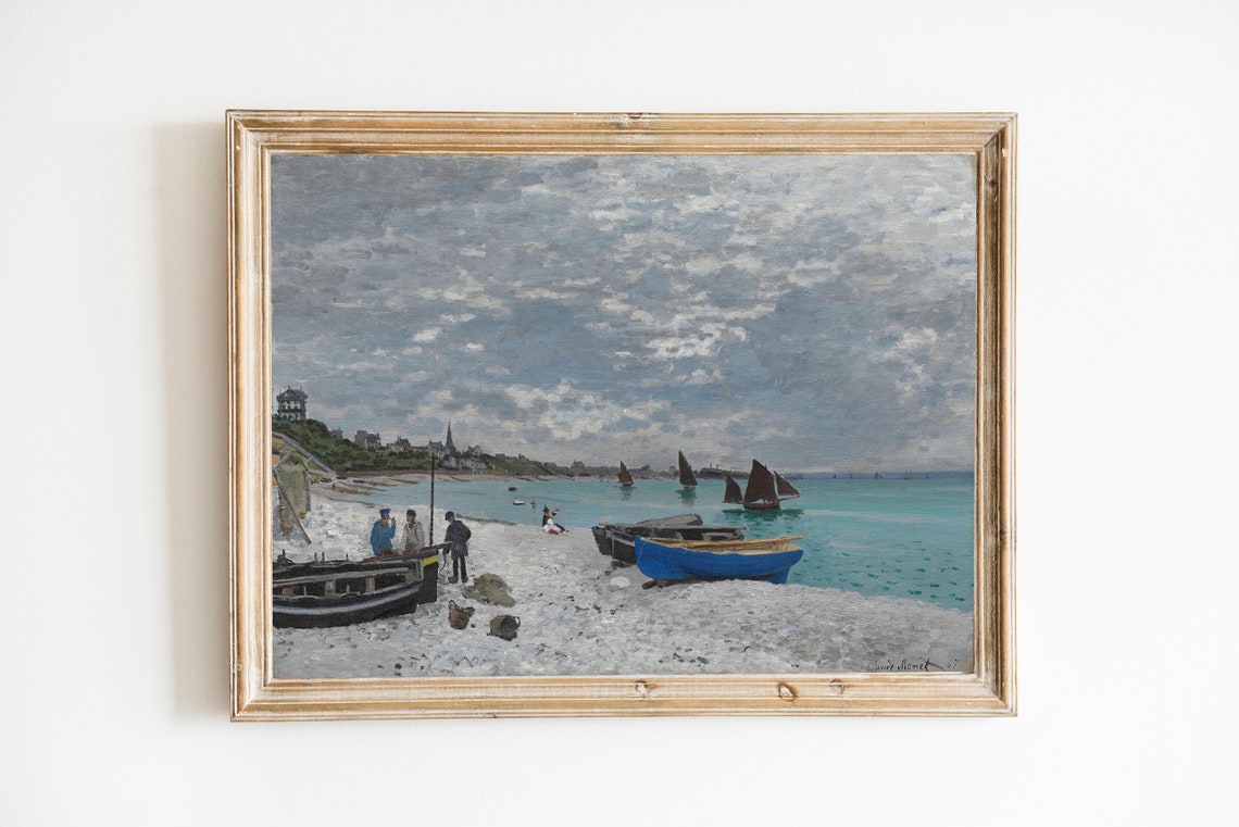 Claude Monet The Beach at Sainte Adresse Impressionist Art Poster