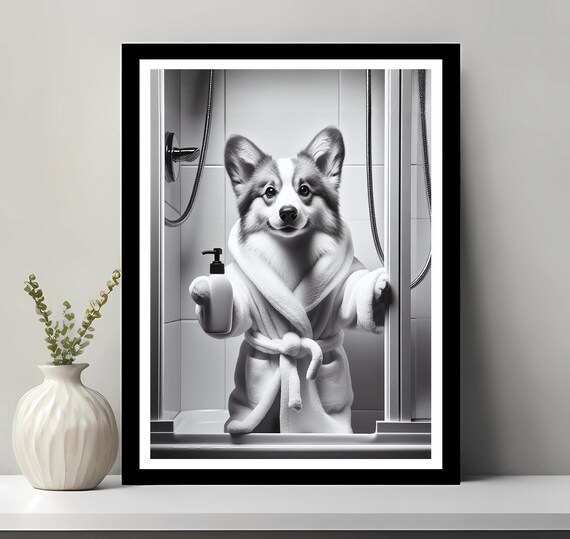 Pembroke Welsh Corgi Wall Art Bathroom Print Gift Funny Decor