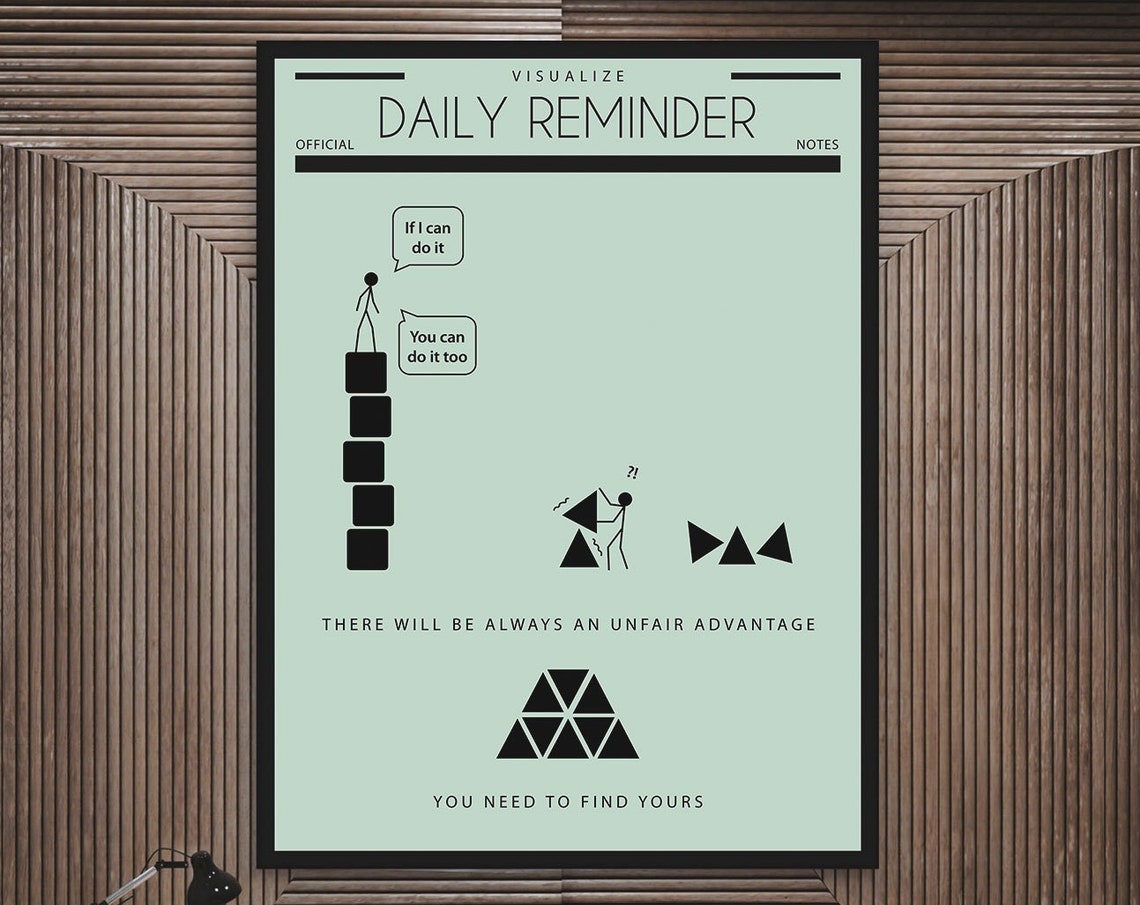 Daily Reminder Visualize Unfair Advantage Office Funny Poster