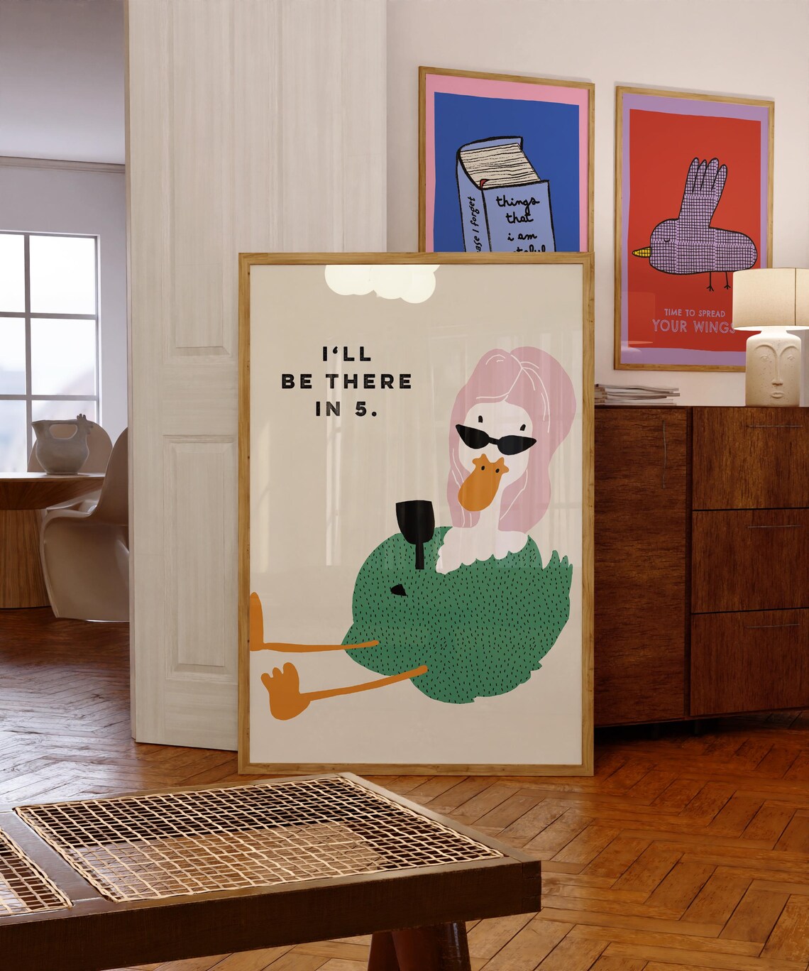 Funny Duck Bathroom Art I'll Be There In 5 Diva Quote Poster
