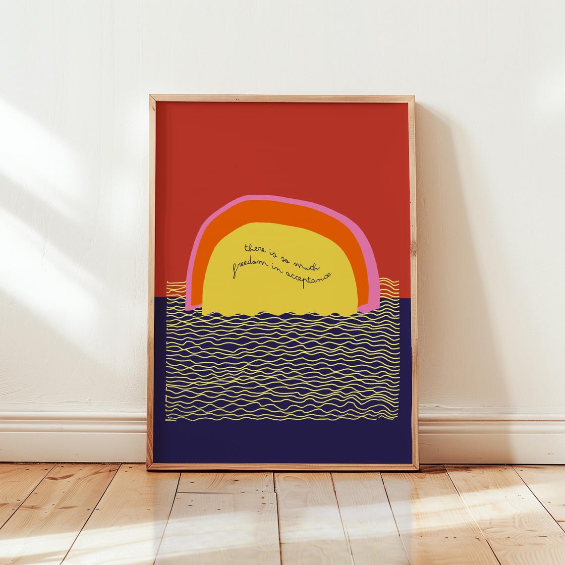 Freedom In Acceptance Sunset Abstract Inspirational Quote Poster