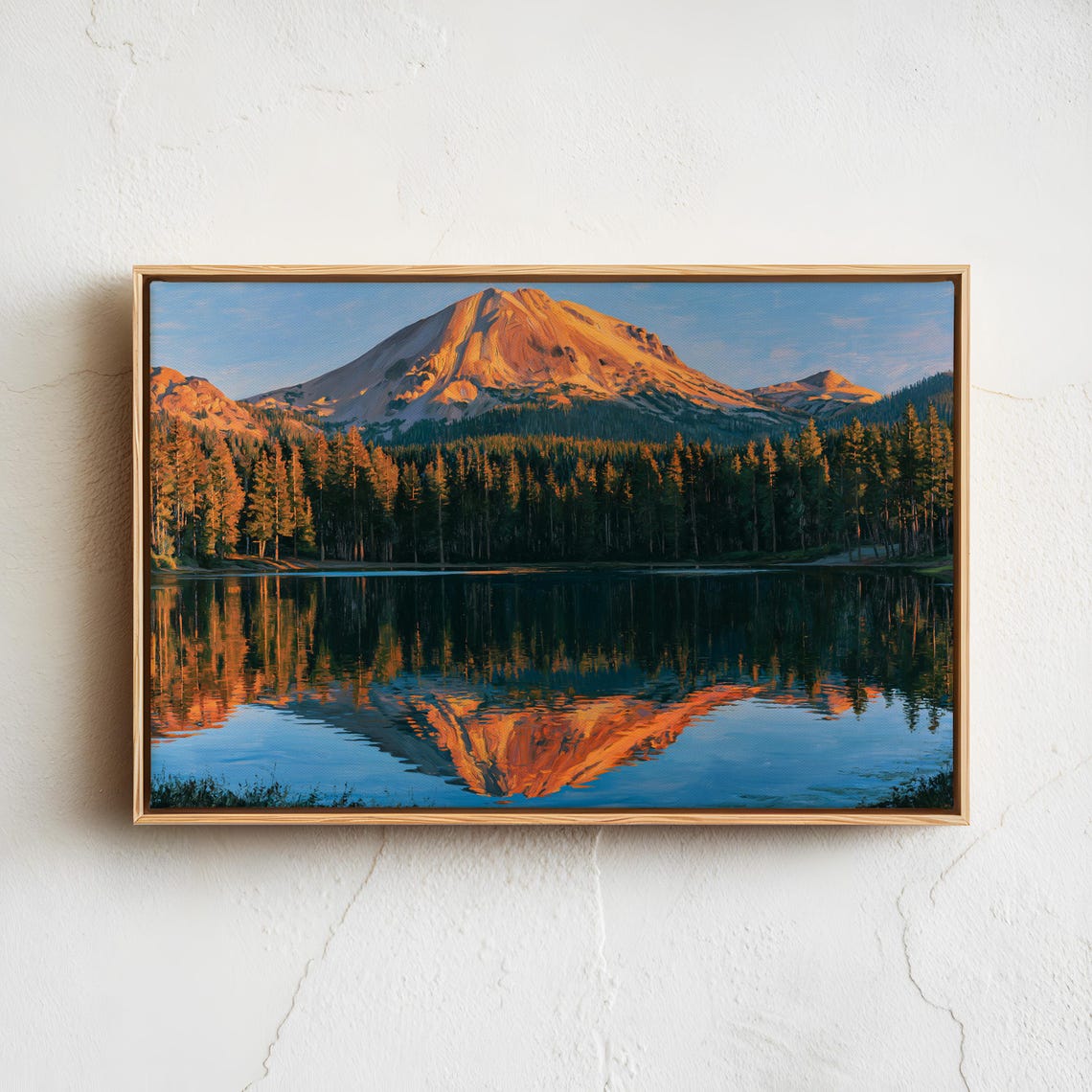 Lassen Volcanic Sunset Peak Mirror Lake Vintage Landscape Poster