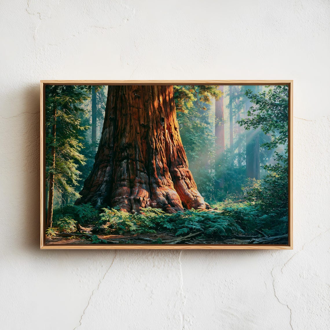 Sequoia Giant Redwood Trees Sunlit Forest Vintage Nature Poster
