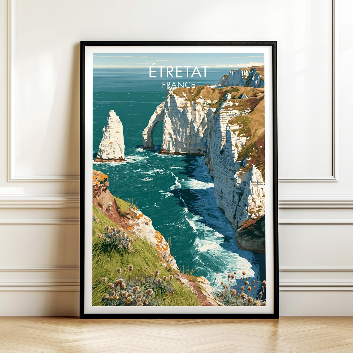 Falaise Daval Tretat France Vintage Travel Poster