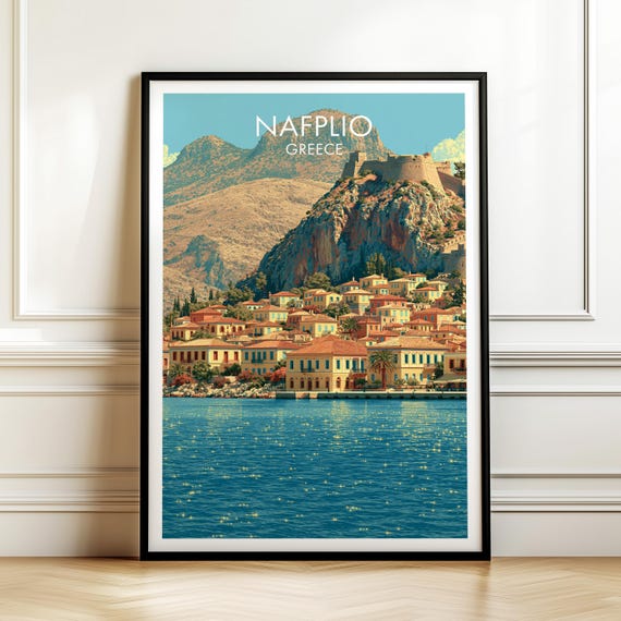 Nafplio Greece Vintage Europe Cityscape Travel Poster