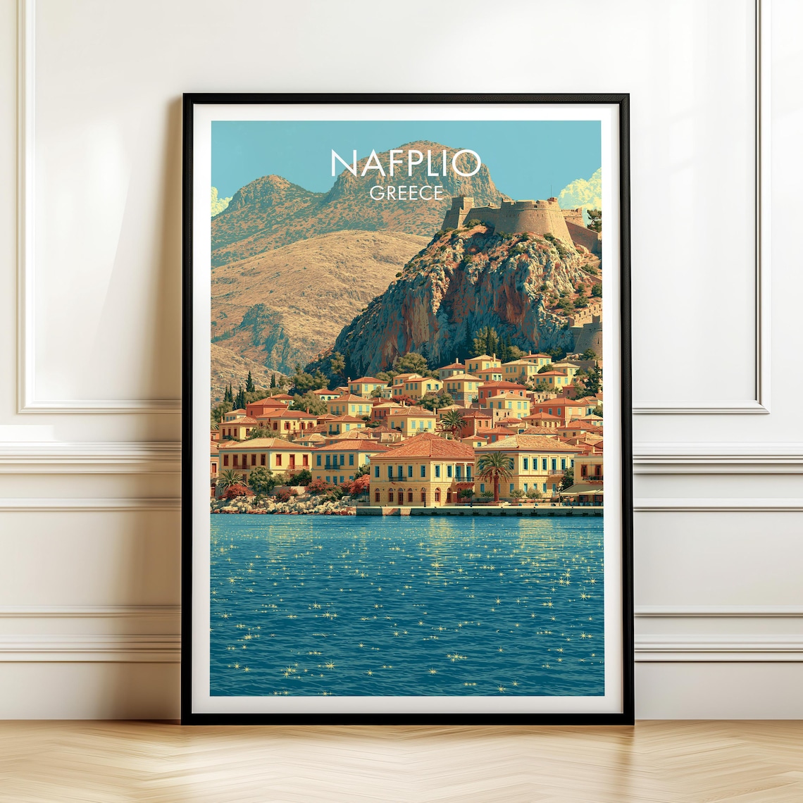 Nafplio Greece Vintage Europe Cityscape Travel Poster