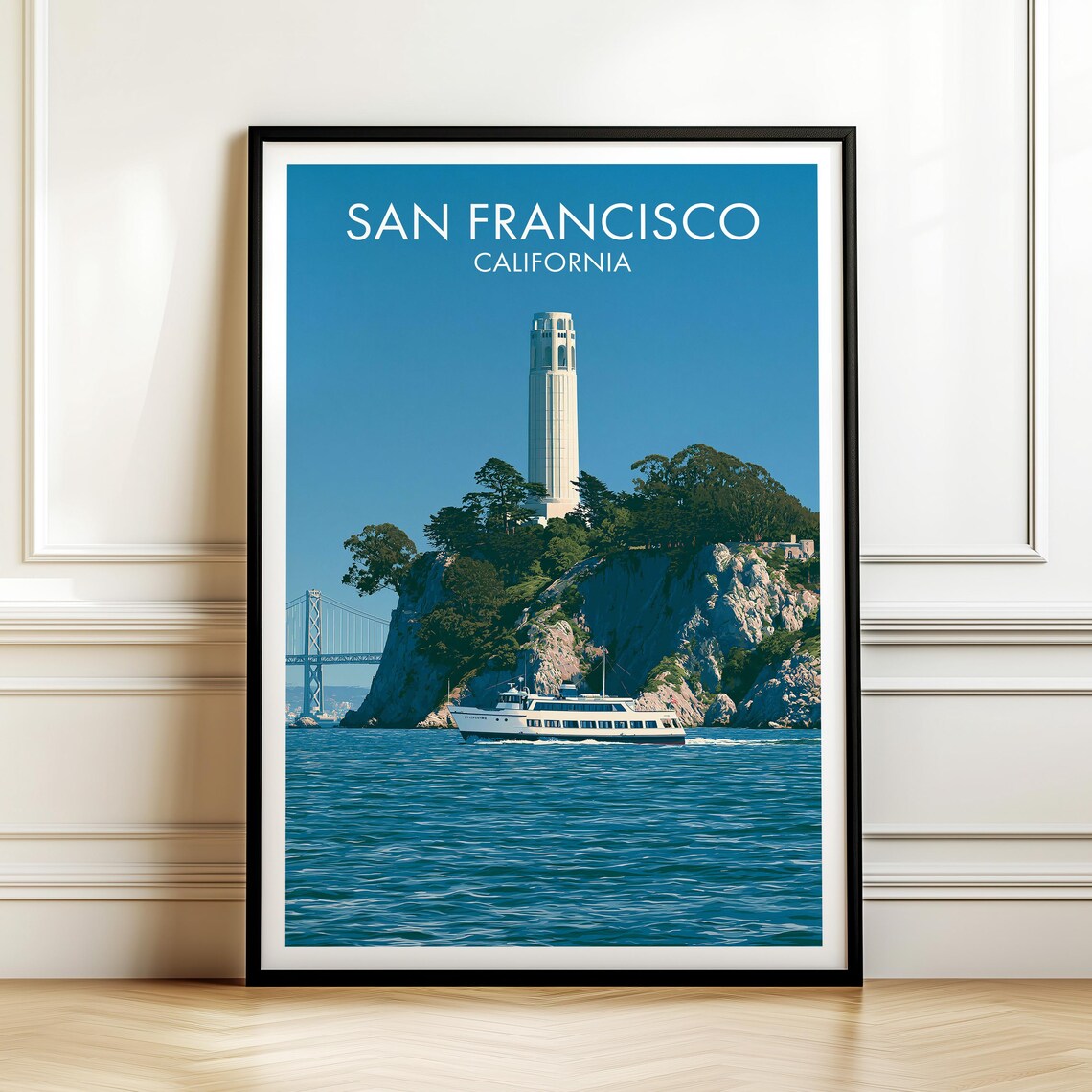 Coit Tower San Francisco California Bay Vintage Travel Poster