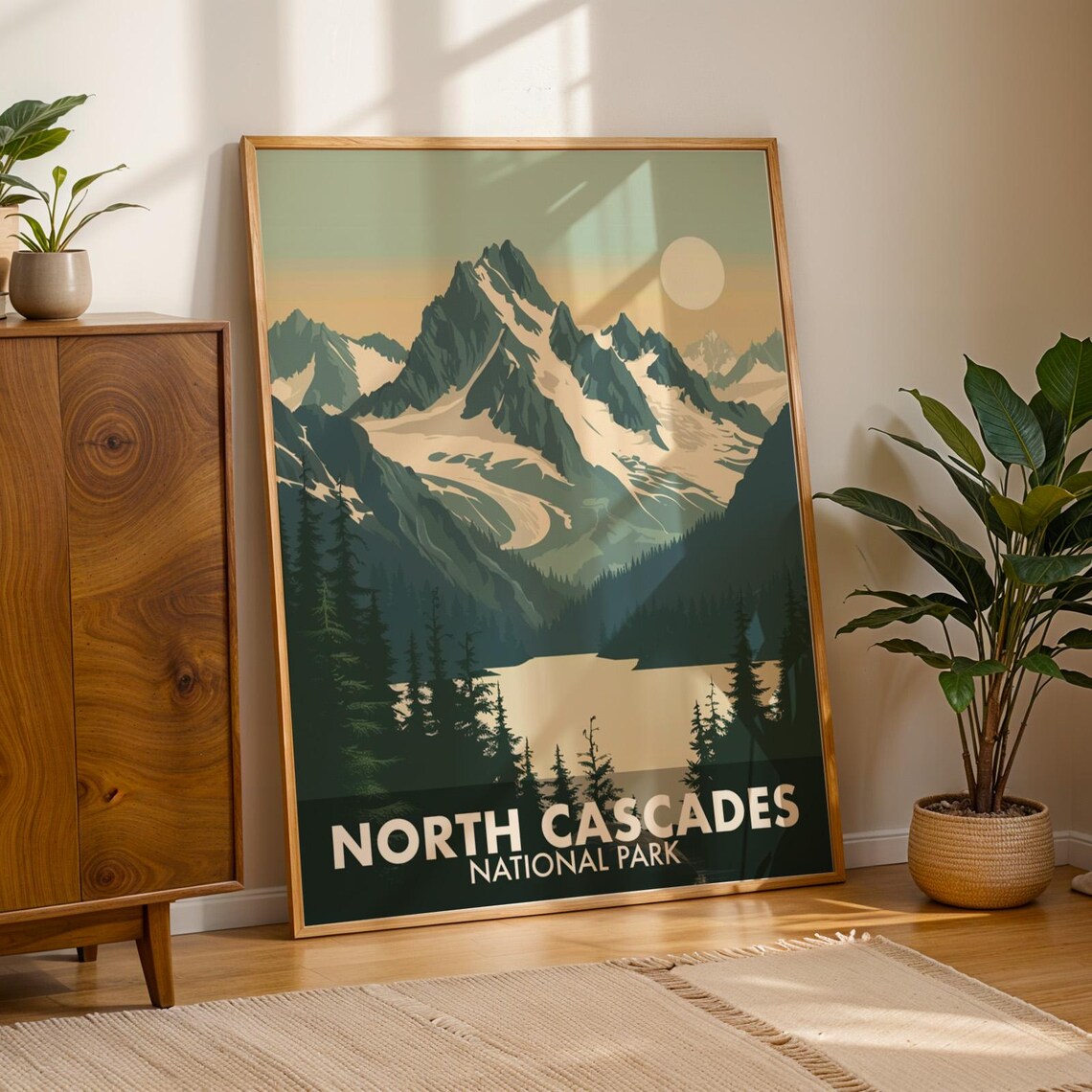 North Cascades National Park Glacier Peaks Retro Travel Poster