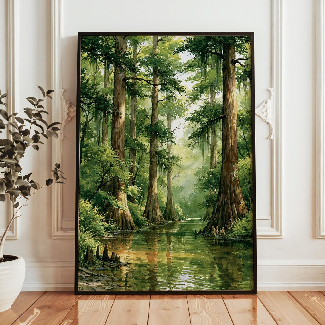 Congaree National Park Cypress Swamp Spanish Moss Watercolor Poster