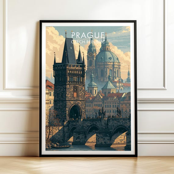 Prague Czech Republic Vintage Europe Travel Poster