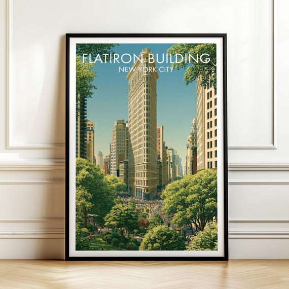 Flatiron Building New York City Poster Usa Travel Wall Art American Cityscape Print Gift