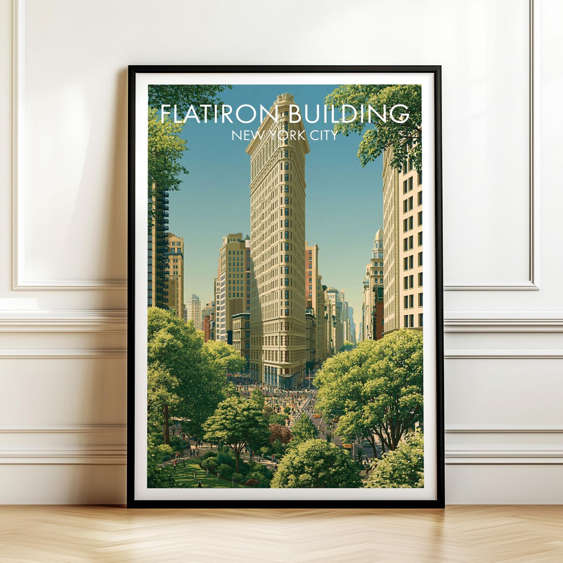 Flatiron Building New York City Landmark Retro Travel Art Poster