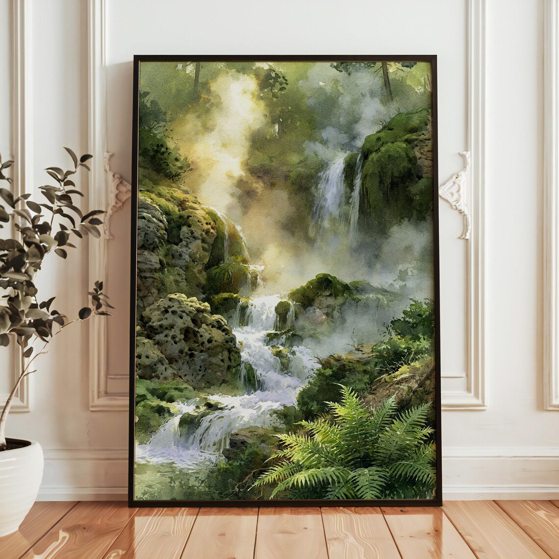 Hot Springs National Park Steaming Falls Forest Watercolor Poster