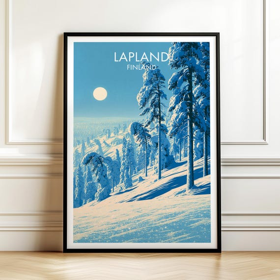 Lapland Finland Travel Poster Vintage Europe Landscape Wall Art Print For Home Decor