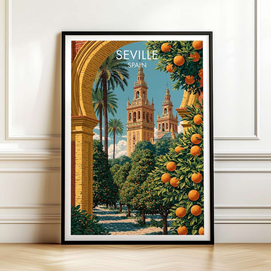 Seville Spain Vintage Travel Poster, European Cityscape