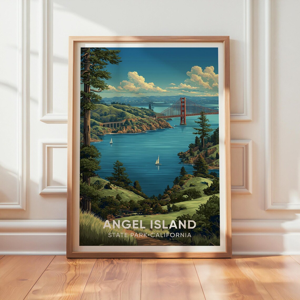 Angel Island State Park Vintage California Travel Poster