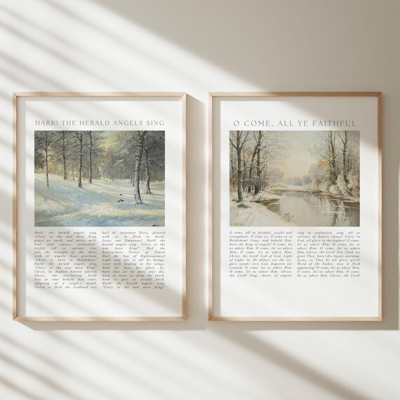 Hark The Herald Angels Sing O Come All Ye Faithful Hymn Poster Set
