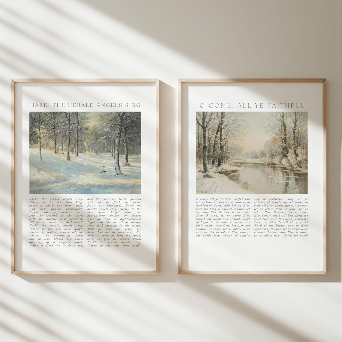 Hark The Herald Angels Sing O Come All Ye Faithful Hymn Poster Set