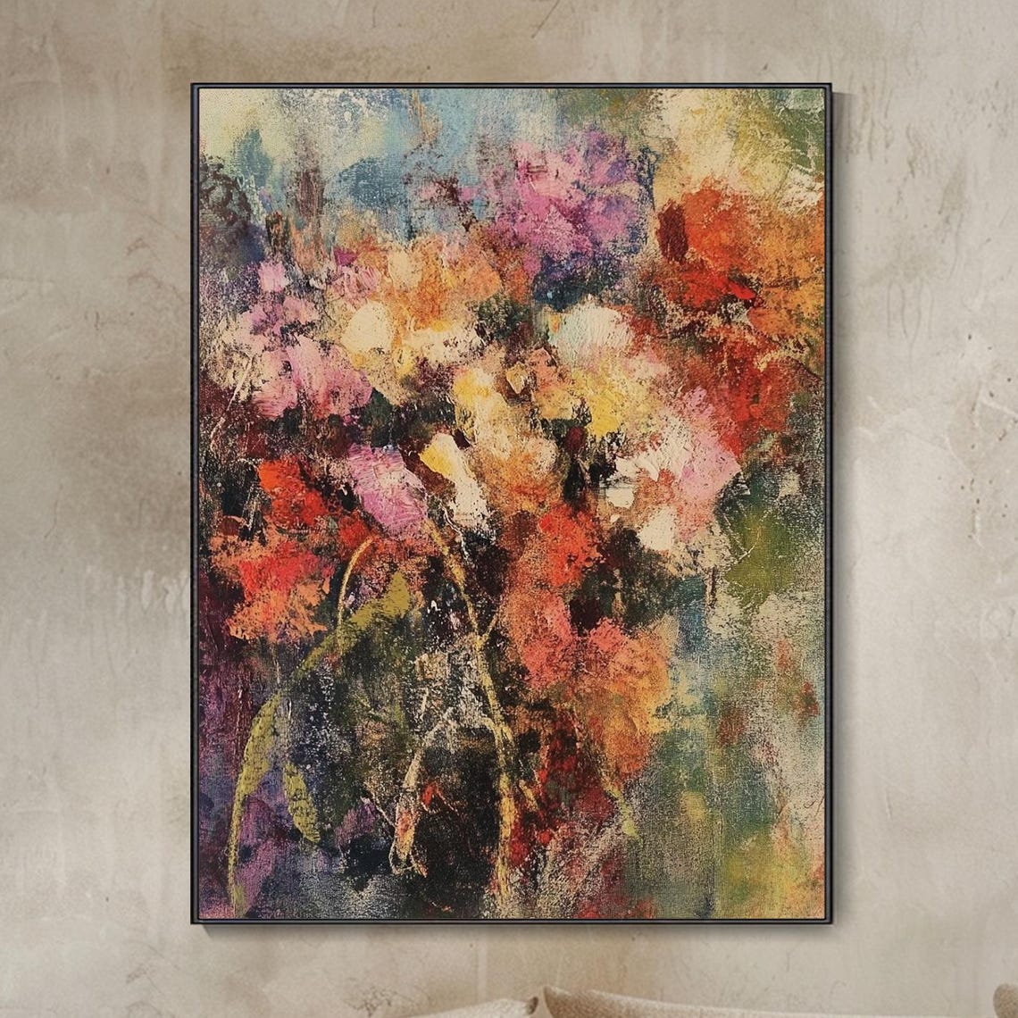 Abstract Colorful Floral Painting Expressionist Bloom Poster