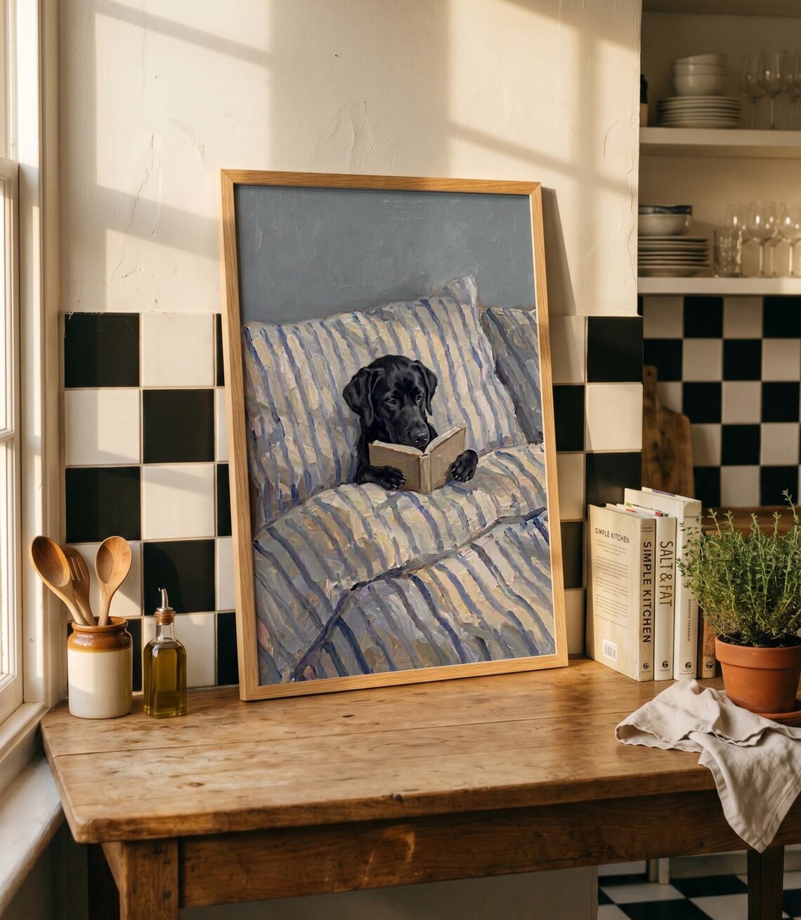 Custom Dog Reading In Bed Painting Personalized Pet Portrait From Photo - Image 2