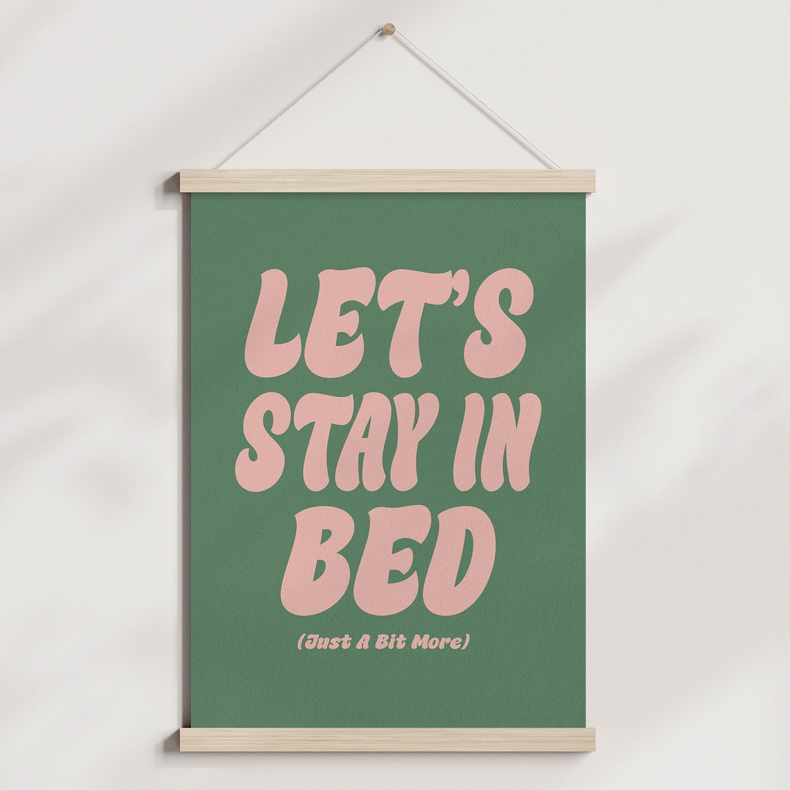 Lets Stay In Bed Retro Pink Bubble Letter Quote Bedroom Decor Poster - Image 3