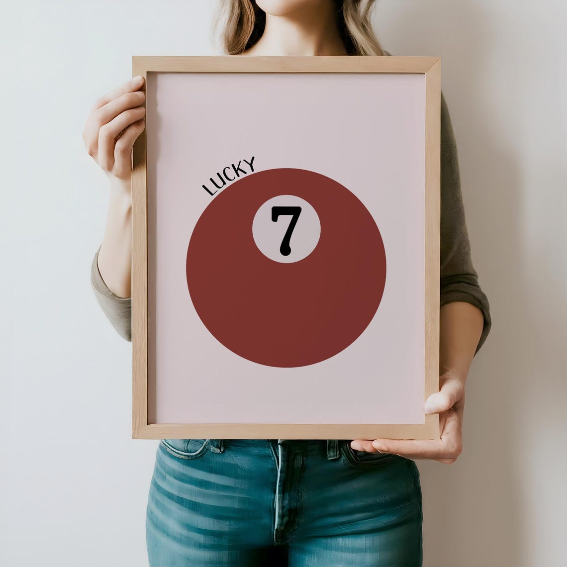 Lucky Seven Ball Retro Red Pool Billiards Game Room Decor Poster - Image 4