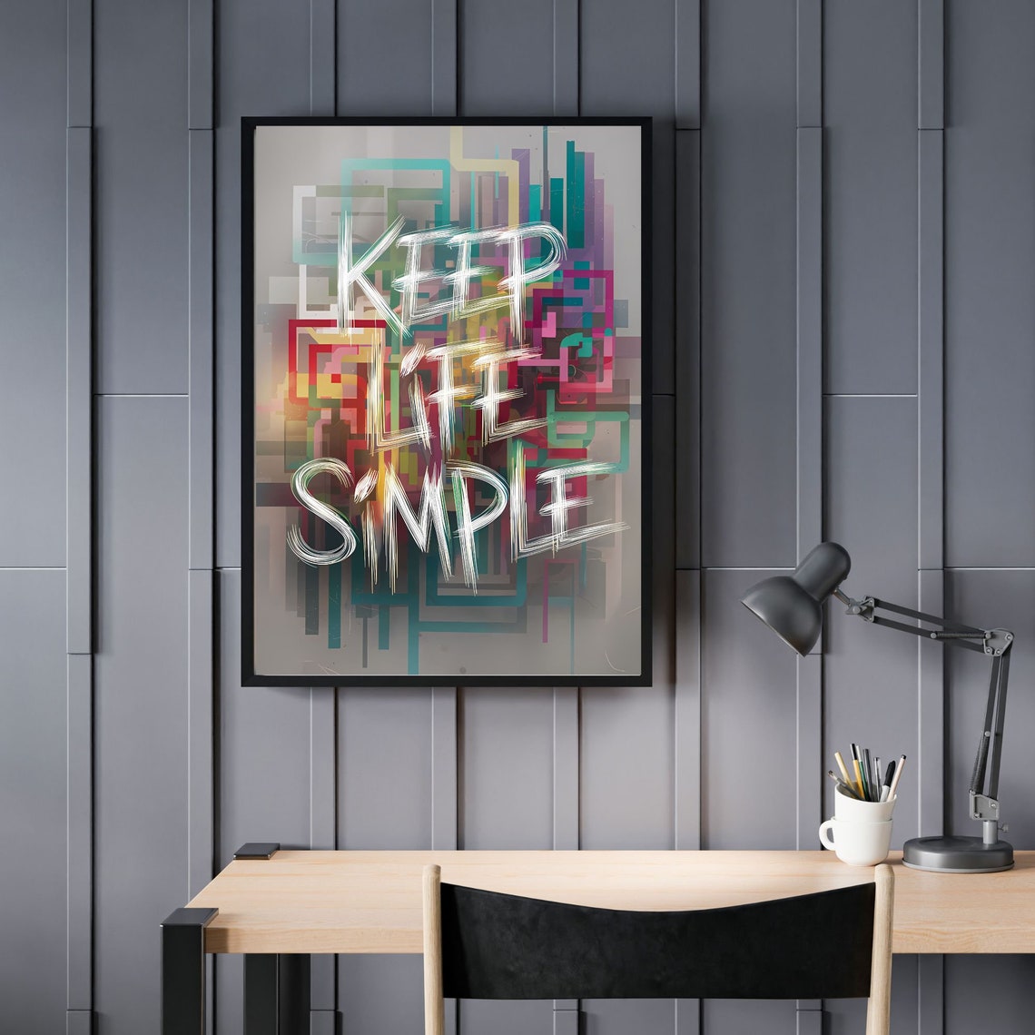 Keep Life Simple Abstract Typography Motivational Quote Poster - Image 3