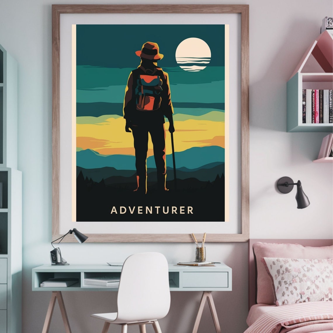 Adventurer Print Art Trendy Mountain Print Vintage Hiking Decor Wilderness Poster Adventure Art Print Retro Hiking Wall Art - Image 4