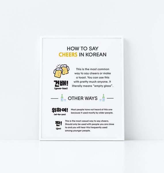 Cheers In Korean Language Print Hangul Wall Art Room Decor Poster