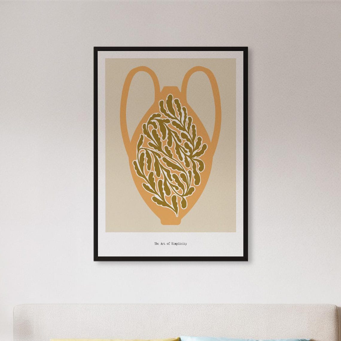 Terracotta Amphora Botanical Line Drawing Warm Earthy Poster
